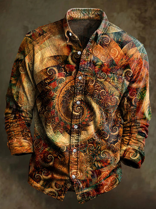 Graffiti Art Print Casual Chemise à manches longues pour hommes