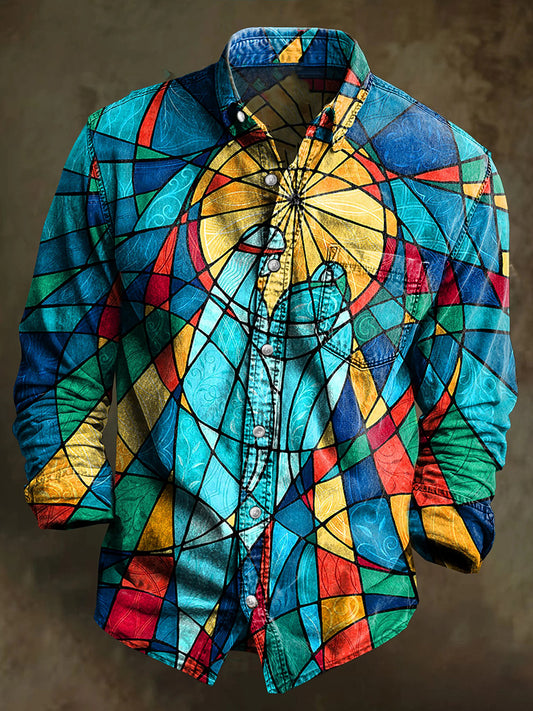 Graffiti Art Print Casual Chemise à manches longues pour hommes