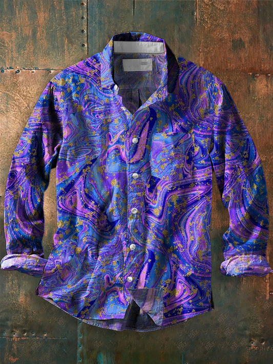 Graffiti Art Print Casual Chemise à manches longues pour hommes