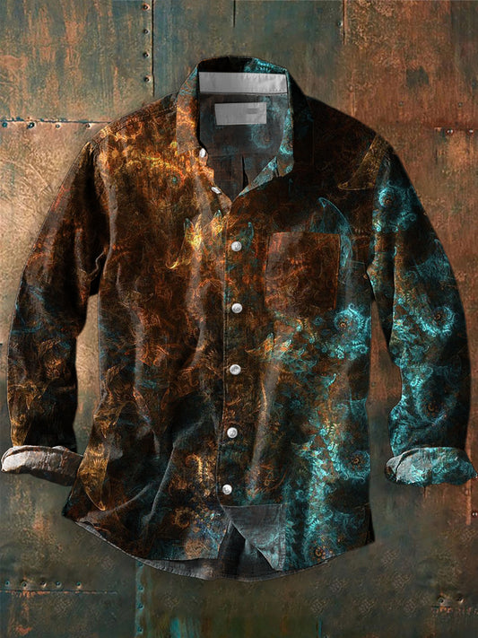 Graffiti Art Print Casual Chemise à manches longues pour hommes