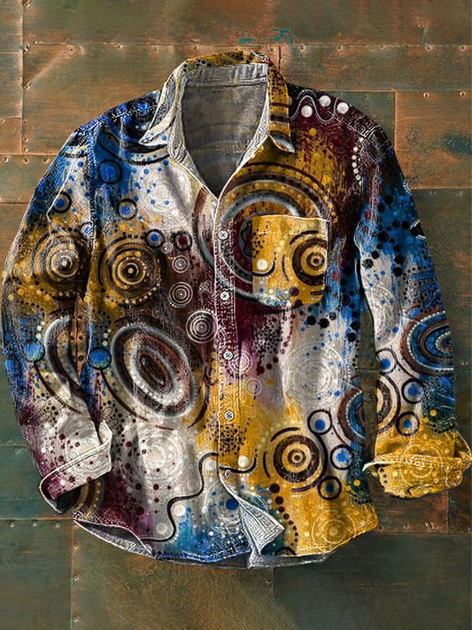 Graffiti Art Print Casual Chemise à manches longues pour hommes
