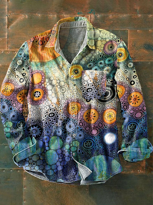 Graffiti Art Print Casual Chemise à manches longues pour hommes