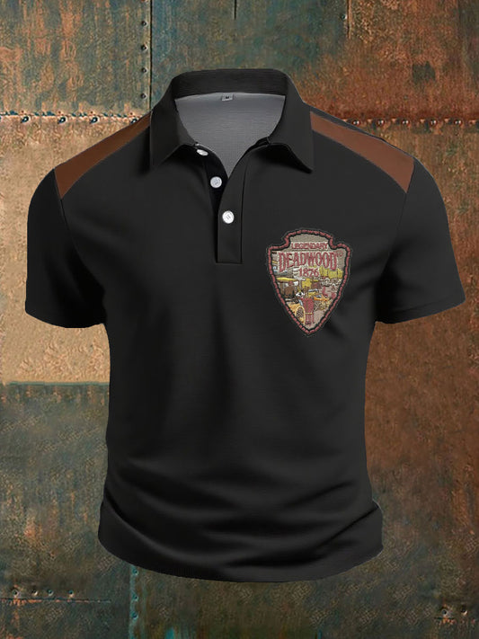 Western Style Retro Deadwood Imprimé Casual Tops pour hommes