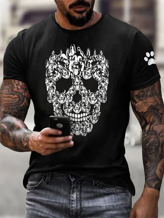 T-shirt Skeleton Dog Print Homme