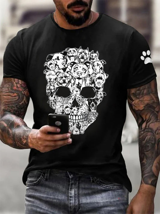 T-shirt Skeleton Dog Print Homme