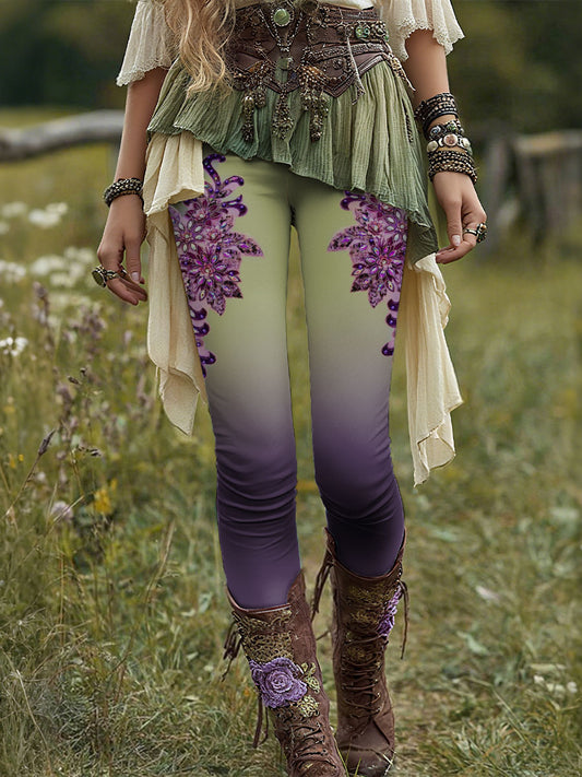 Leggings femme imprimé floral ombre