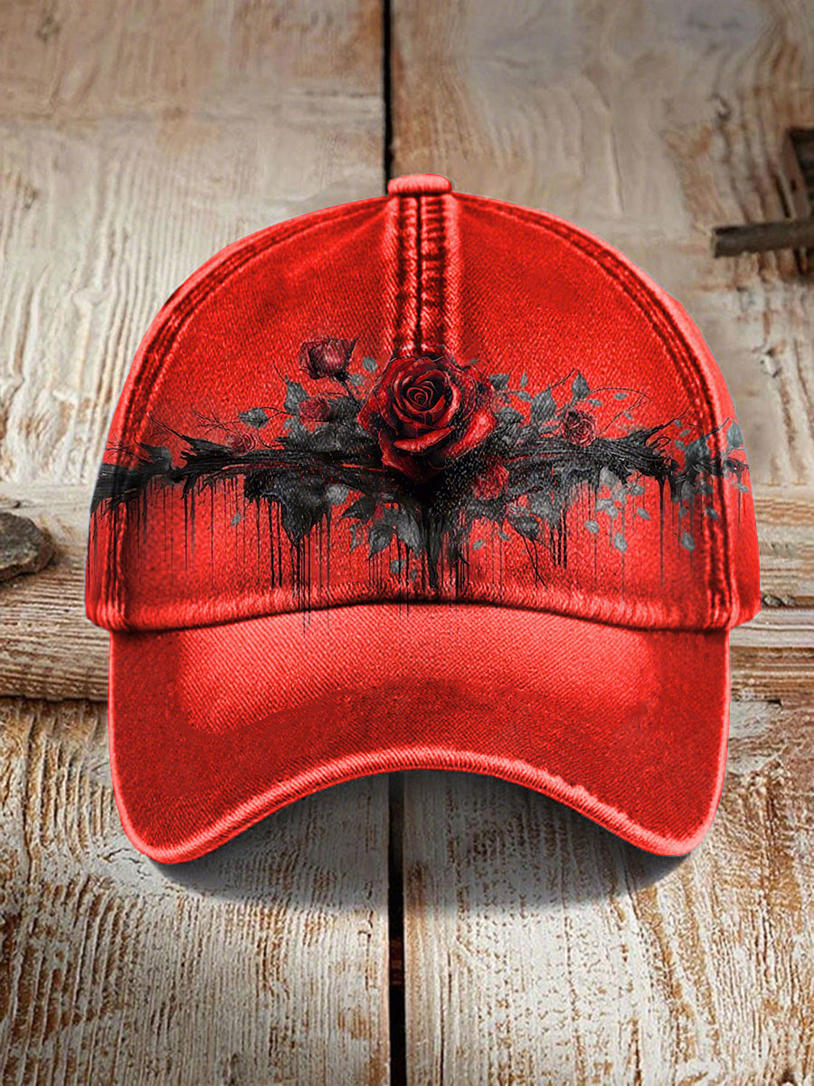 Chapeau unisexe Halloween Rose rouge sang