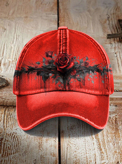 Chapeau unisexe Halloween Rose rouge sang