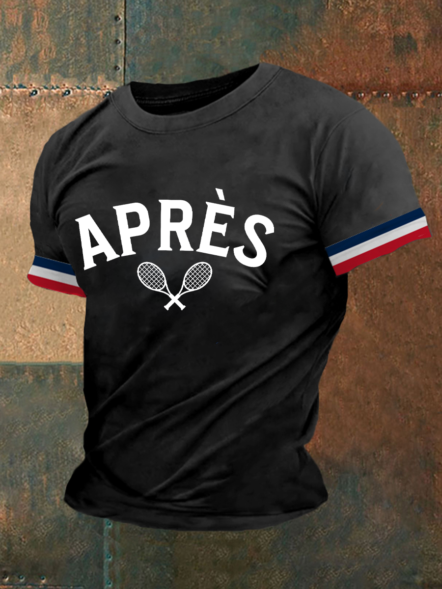 T-shirt décontracté imprimé tennis pour hommes
