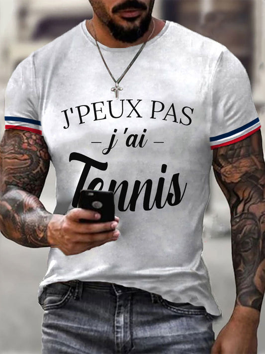 T-shirt décontracté imprimé tennis pour hommes