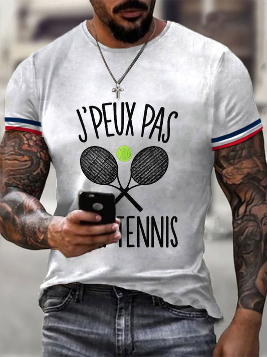 T-shirt décontracté imprimé tennis pour hommes