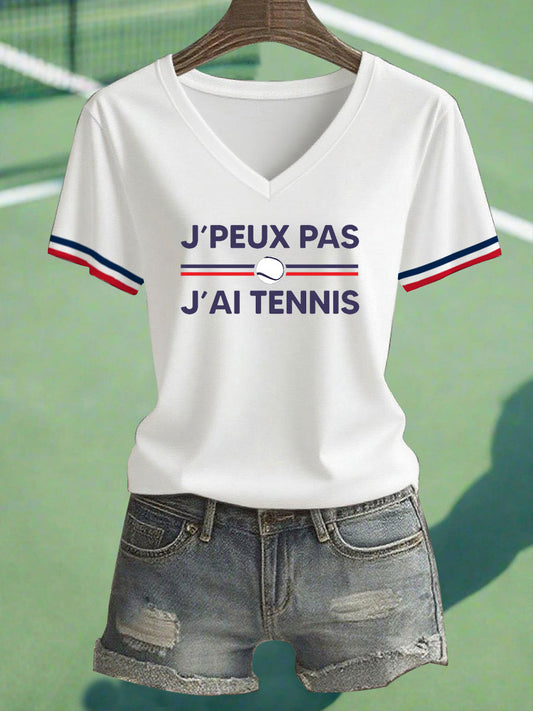 T-shirt décontracté imprimé tennis pour femmes