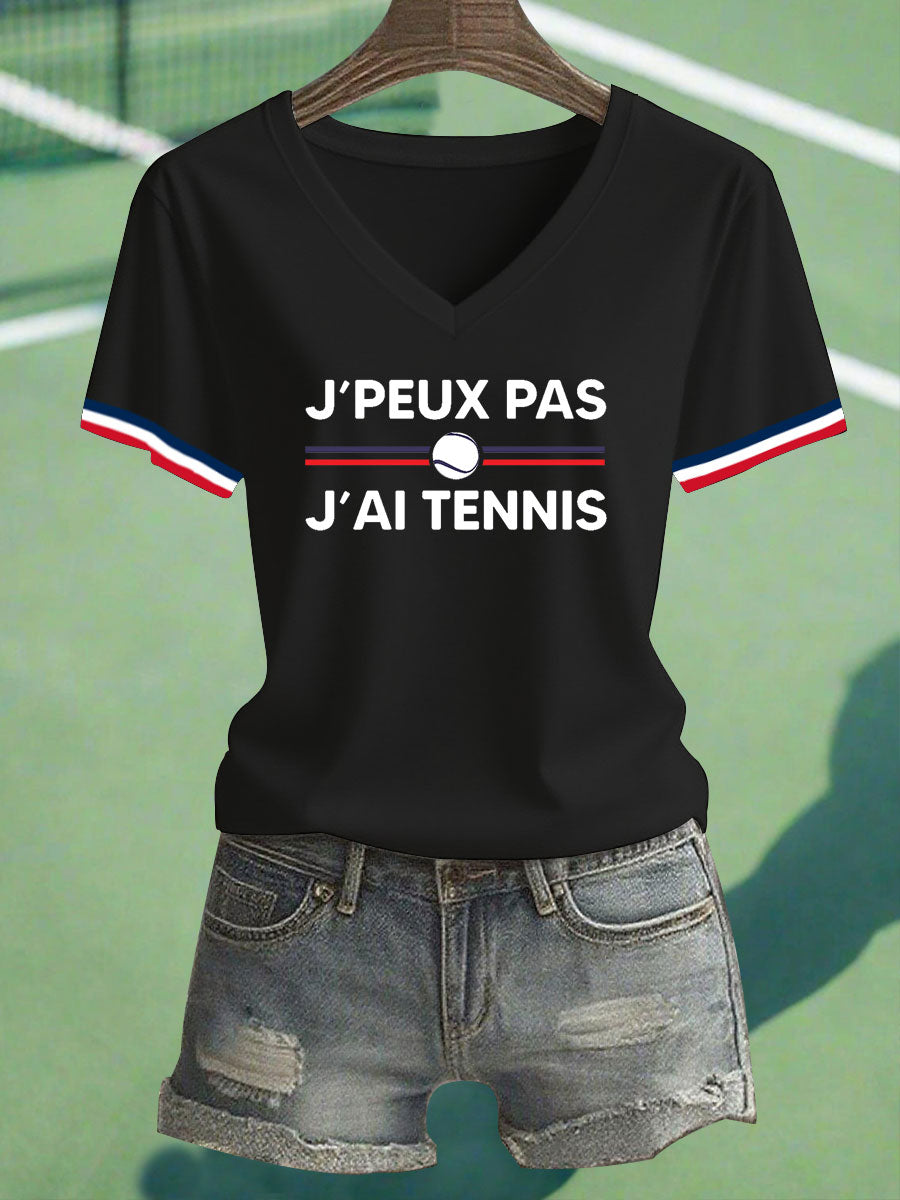 T-shirt décontracté imprimé tennis pour femmes