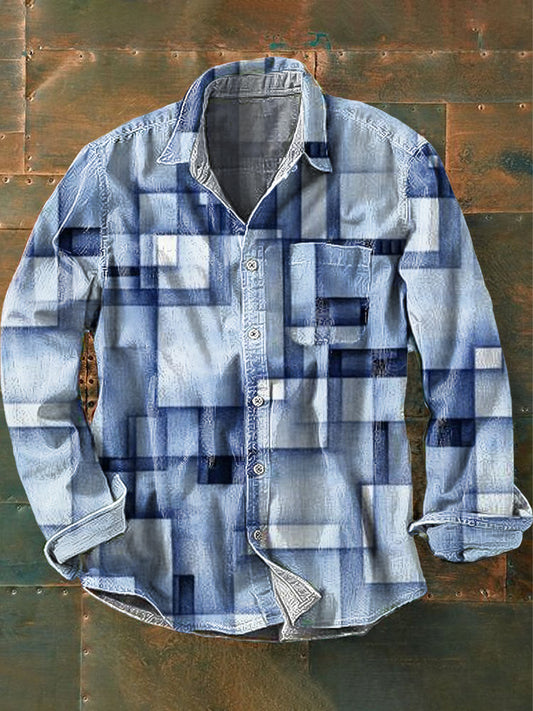 Chemise Homme Abstract Art Print à manches longues