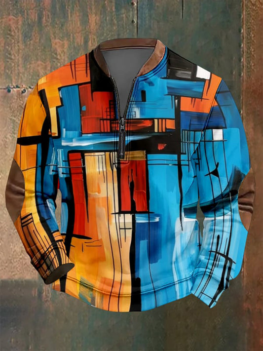 Veste à fermeture à glissière abstraite pour hommes