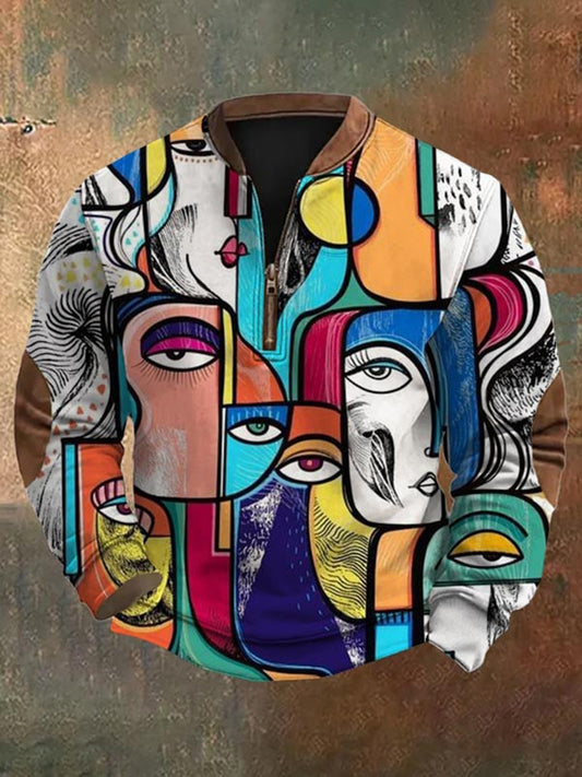 Veste à fermeture à glissière abstraite pour hommes