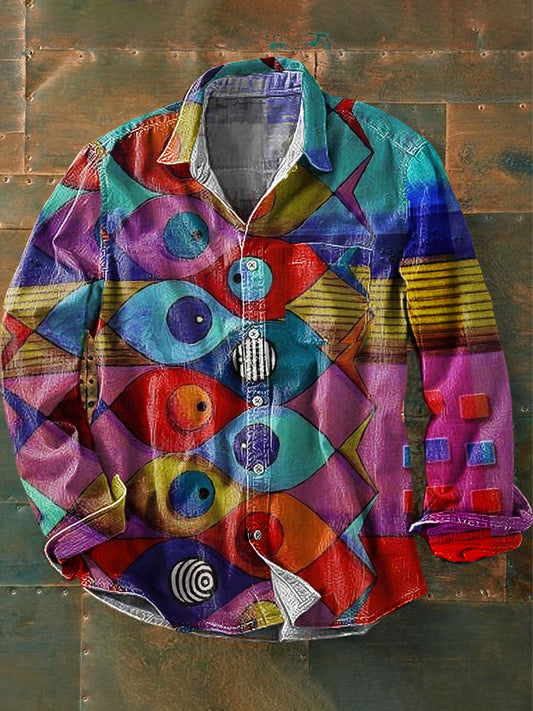 Chemise Homme Abstract Art Print à manches longues