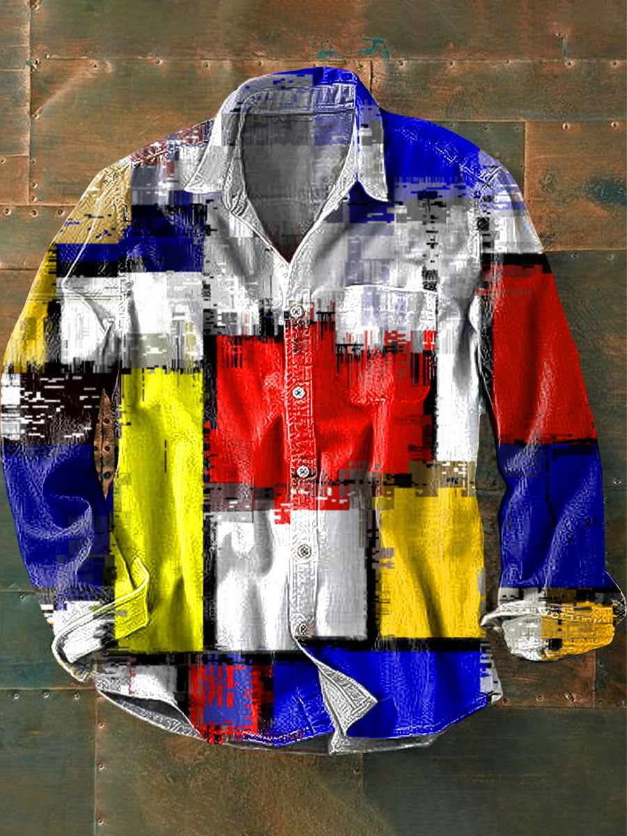 Chemise Homme Abstract Art Print à manches longues