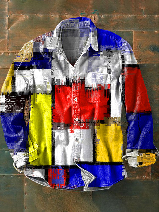 Chemise Homme Abstract Art Print à manches longues