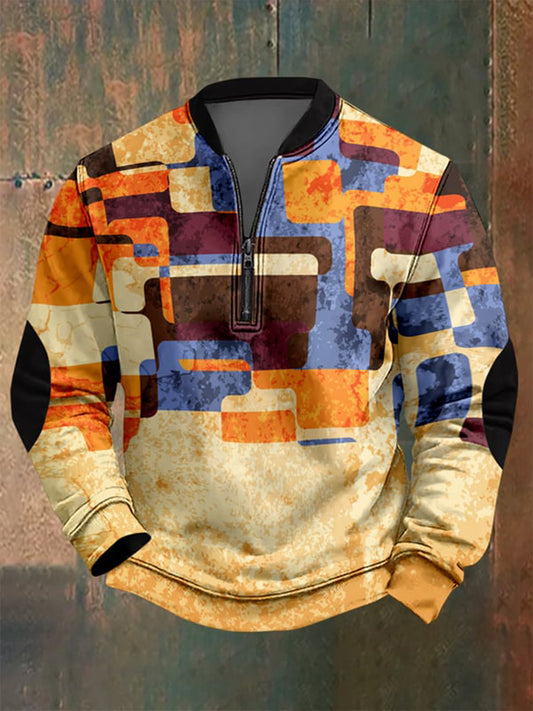 Veste à fermeture à glissière abstraite pour hommes