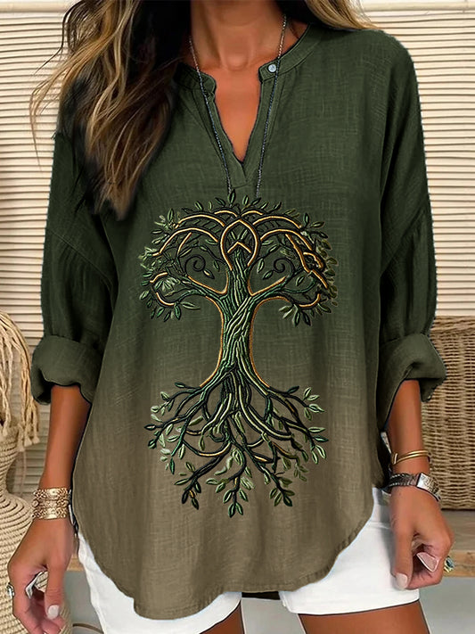 Chemise décontractée Viking Life Of Tree Art Lin pour femme