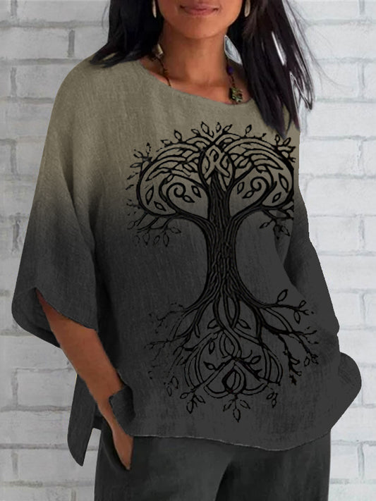 Chemise décontractée Viking Life Of Tree Art Lin pour femme