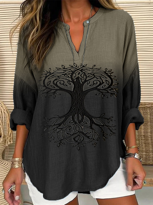 Chemise décontractée Viking Life Of Tree Art Lin pour femme