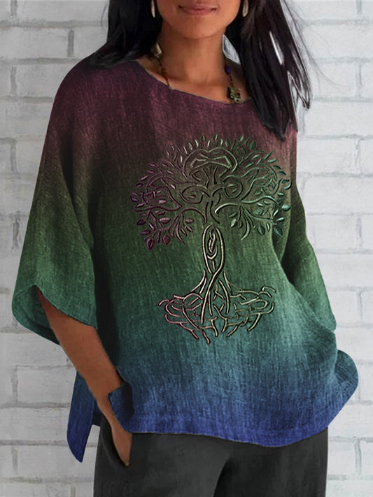 Chemise décontractée Viking Life Of Tree Art Lin pour femme