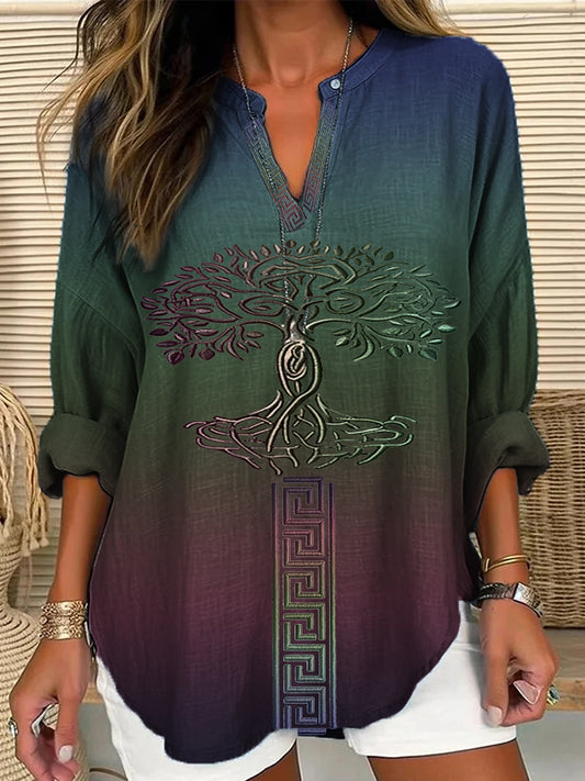 Chemise décontractée Viking Life Of Tree Art Lin pour femme