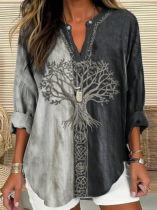 Chemise décontractée Viking Life Of Tree Art Lin pour femme