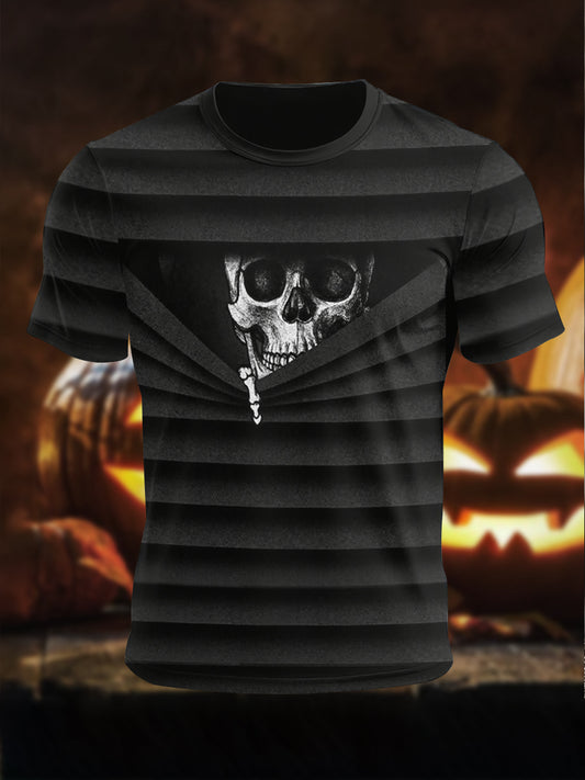 T-shirt à manches courtes Halloween Voyeur Skull pour homme