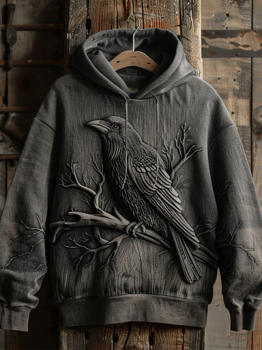 Sweat à capuche imprimé Halloween Raven pour hommes