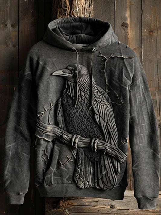Sweat à capuche imprimé Halloween Raven pour hommes