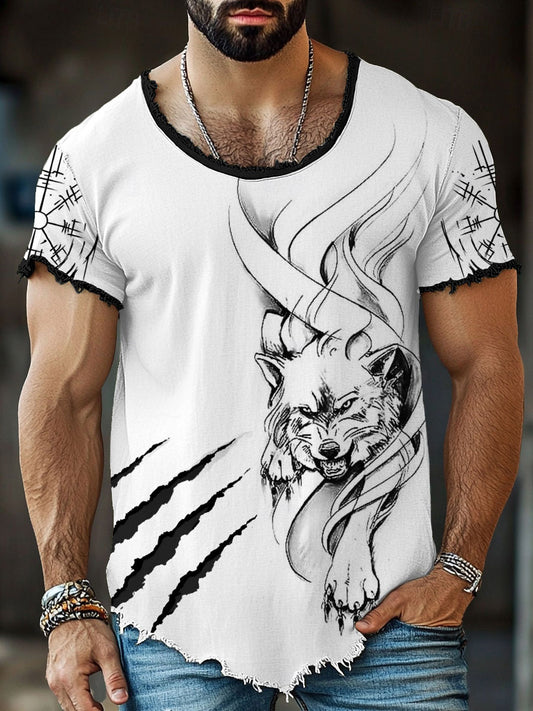 T-shirts Viking Wolf Scratch Fringe pour homme