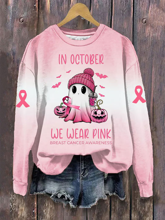 Sweat-shirt décontracté imprimé rose In october We Wear pour femme