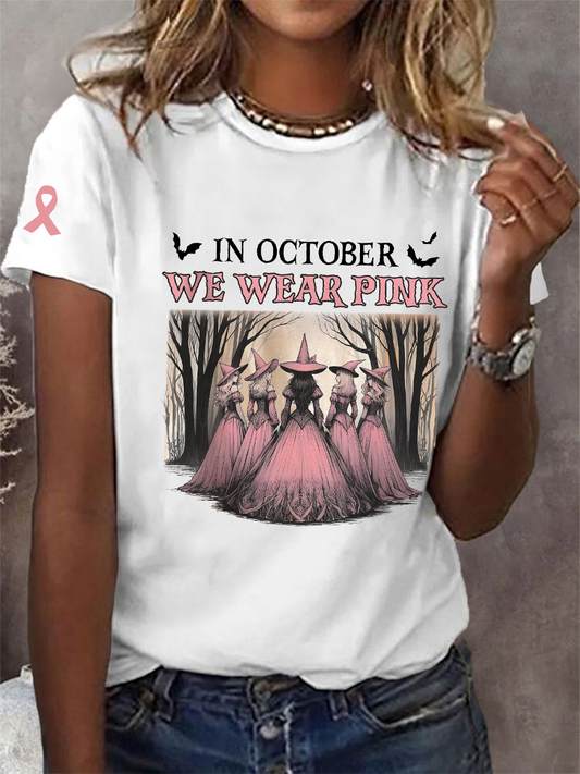 T-shirt décontracté imprimé rose In october We Wear pour femme