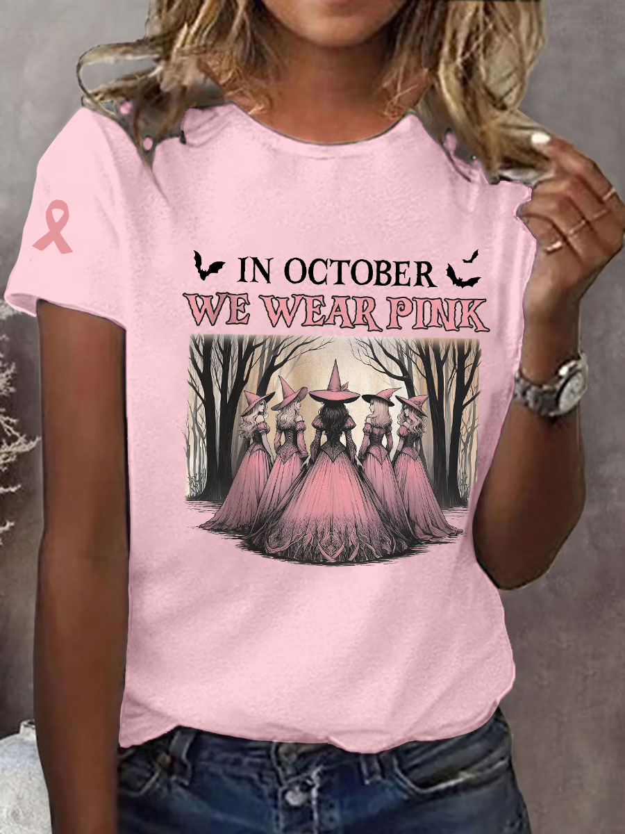 T-shirt décontracté imprimé rose In october We Wear pour femme