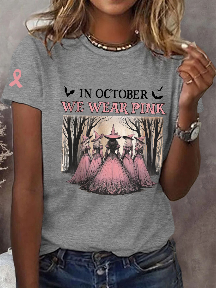 T-shirt décontracté imprimé rose In october We Wear pour femme