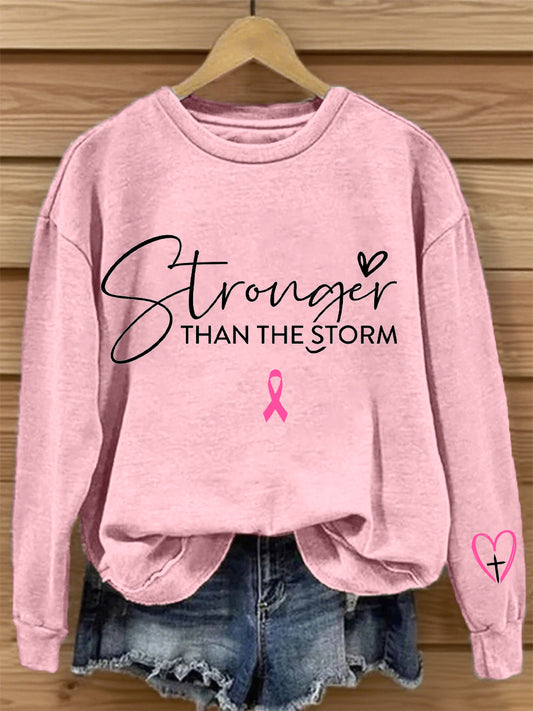Sensibilisation au cancer du sein des femmes plus fort que la tempête Imprimer Sweatshirt