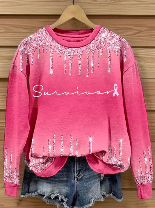 Survivor femmes Imprimer Breast Cancer Awareness Sweatshirt