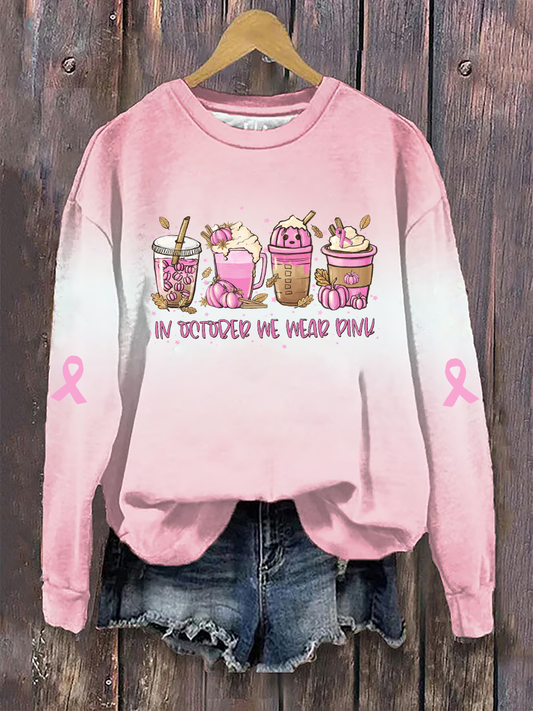 Sweat-shirt décontracté imprimé rose In october We Wear pour femme