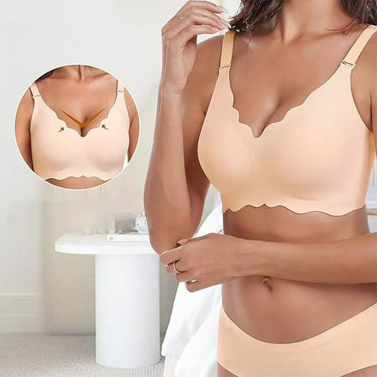 Soutien-gorge push-up plongeant en V profond sans armatures et sans coutures
