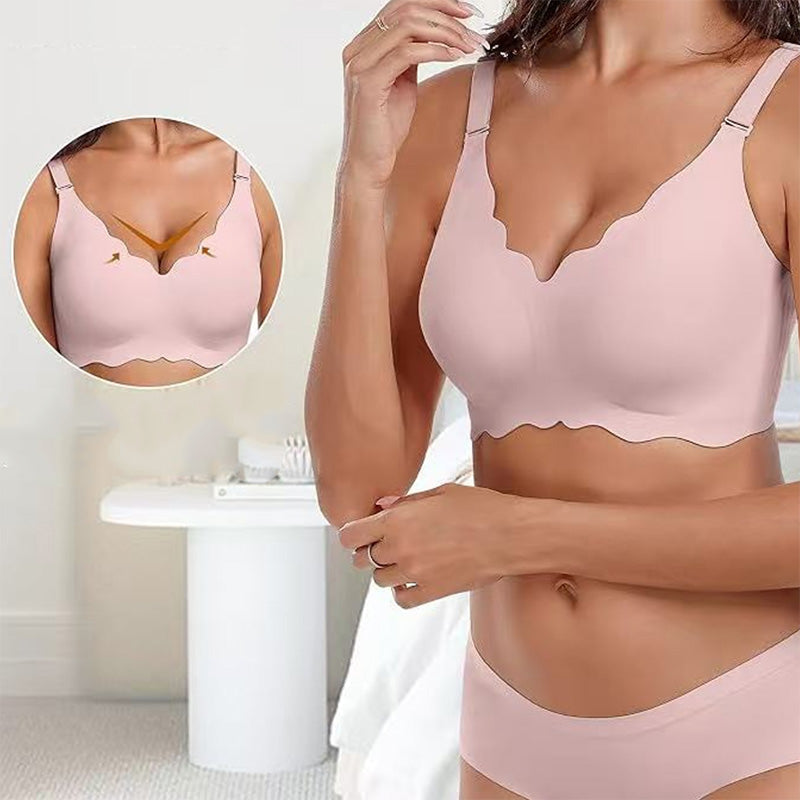 Soutien-gorge push-up plongeant en V profond sans armatures et sans coutures