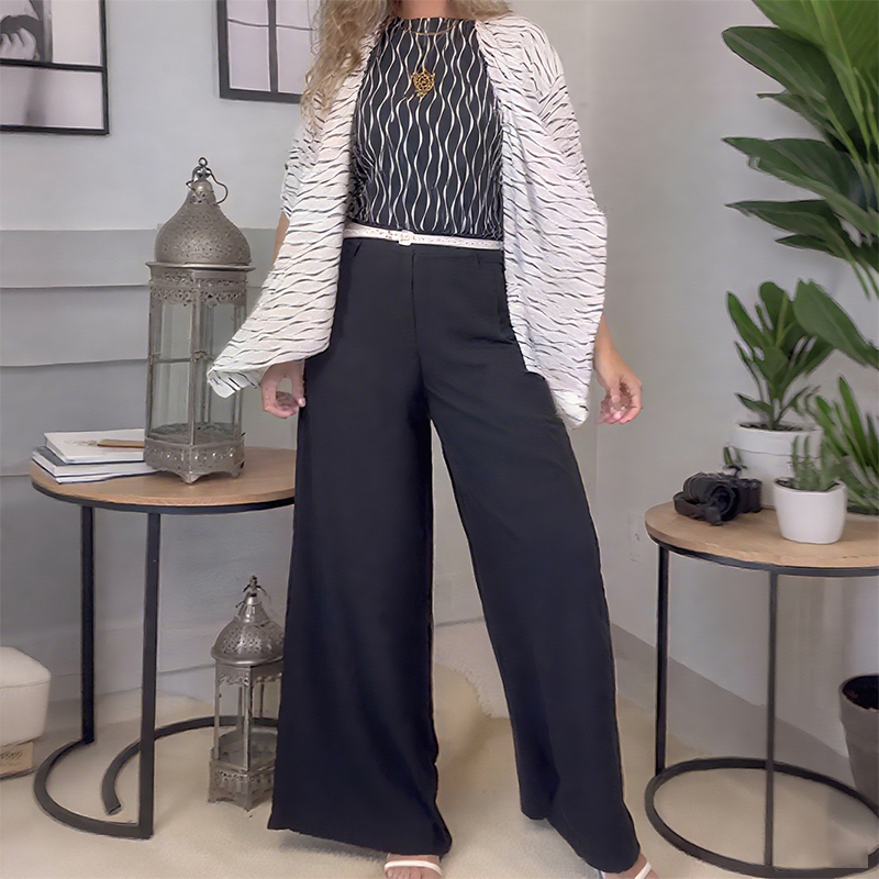 Pantalon extensible à jambes larges pour femmes avec cordon à la taille