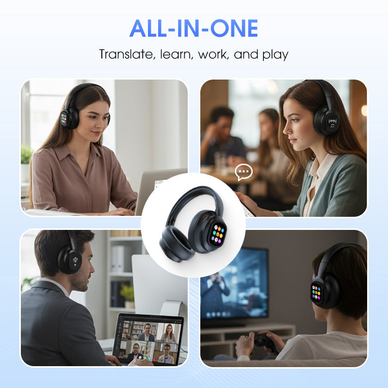 🎧 60% de réduction! ✨ Casque Bluetooth IA - Écran LCD intelligent et assistant vocal avec qualité sonore premium pour la musique et les appels 📱✨
