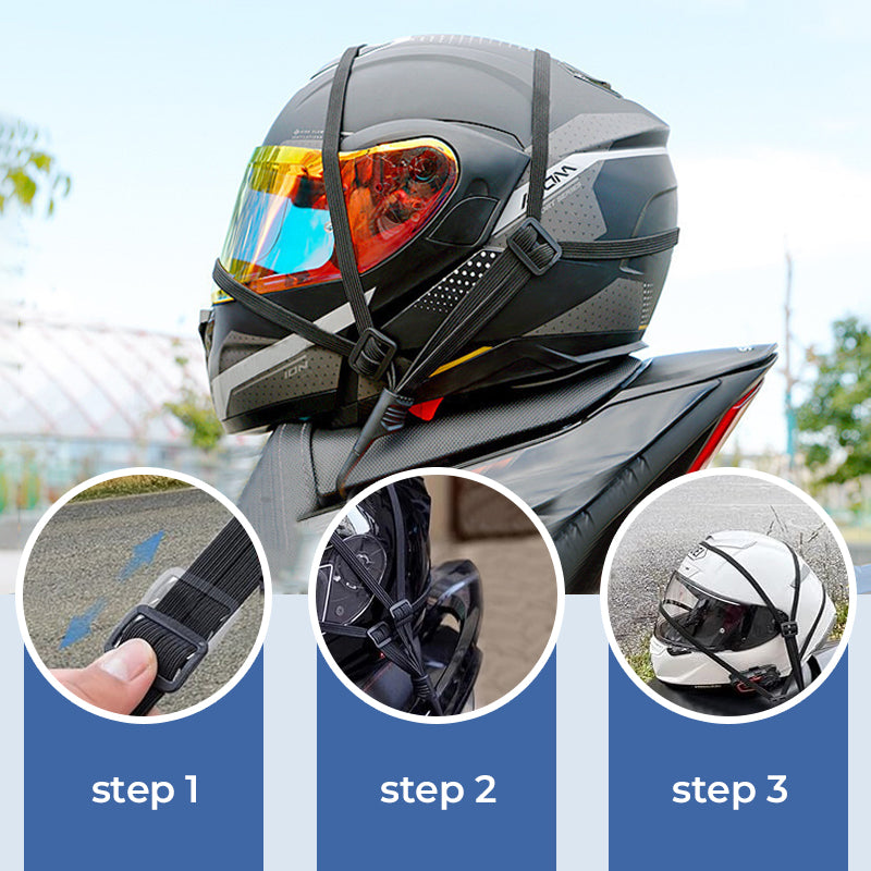 Corde à bagages universelle pour casque de moto avec 2 crochets