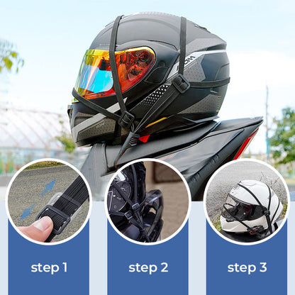 Corde à bagages universelle pour casque de moto avec 2 crochets