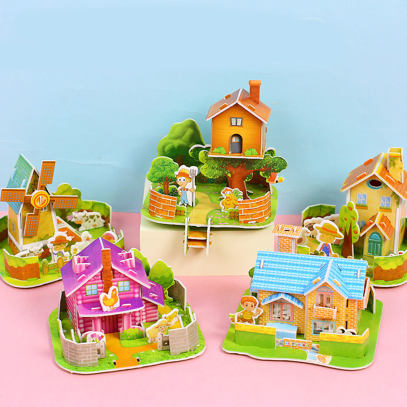 10 PCS 3D House Puzzles for Kids