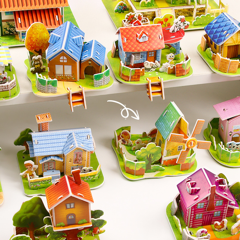 10 PCS 3D House Puzzles for Kids