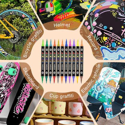 Kit de marqueurs aquarelle double couleur à double pointe